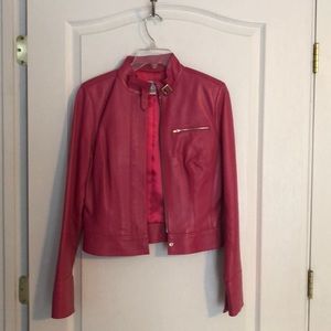 Fuchsia pink 100% leather jacket. Size 6